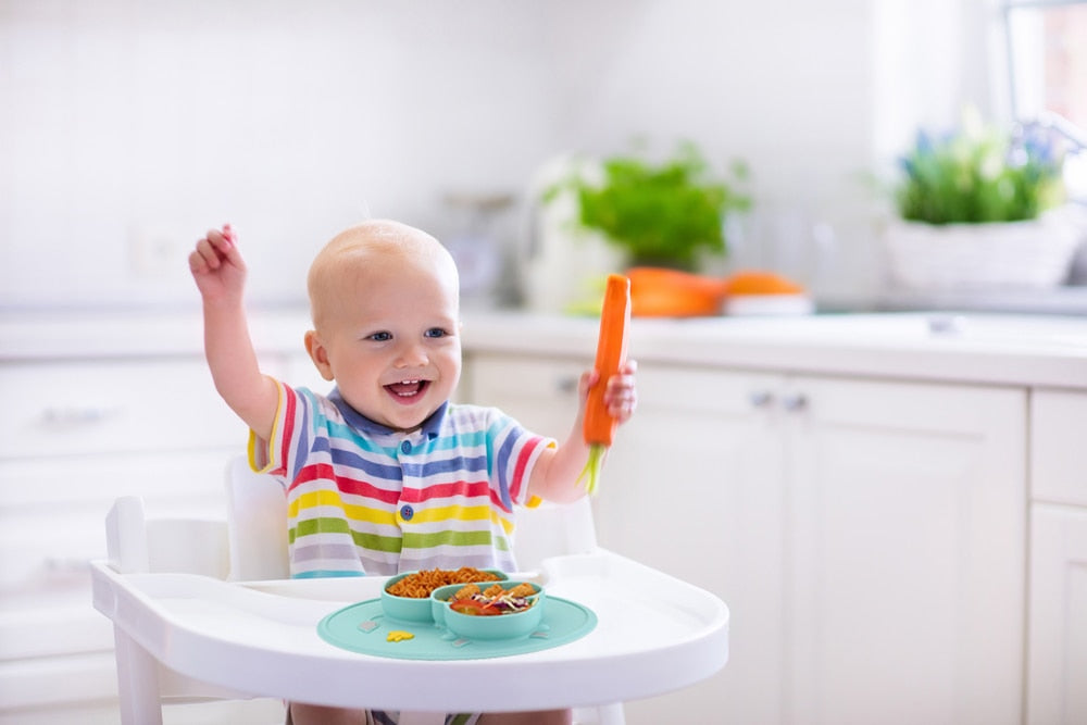 2 en 1 Enfant en Silicone Boîte à Assiettes Complémentaires Aliments à  Aspiration Bébé Table de Table (BPA Gratuitement, Pas de Certificat de la  Fda)