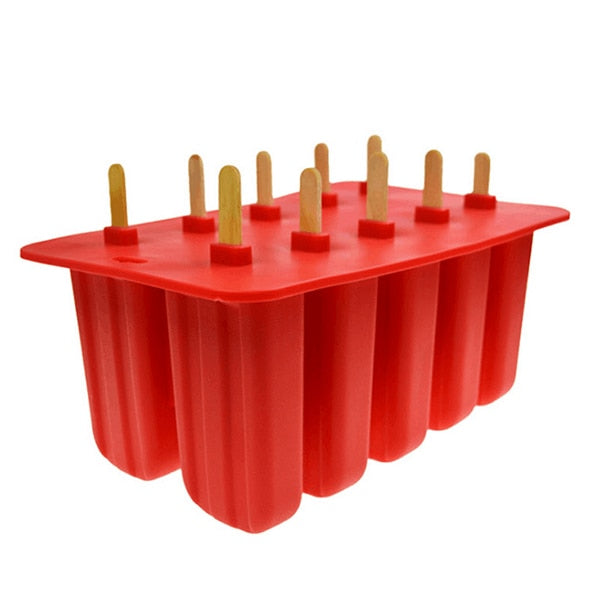 Moule à glace silicone 10 glaces bâtonnets couleur rouge
