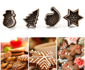 Lot de 4 moules à biscuits pour Noël (sapin, père Noël, étoile et bonhomme de neige)
