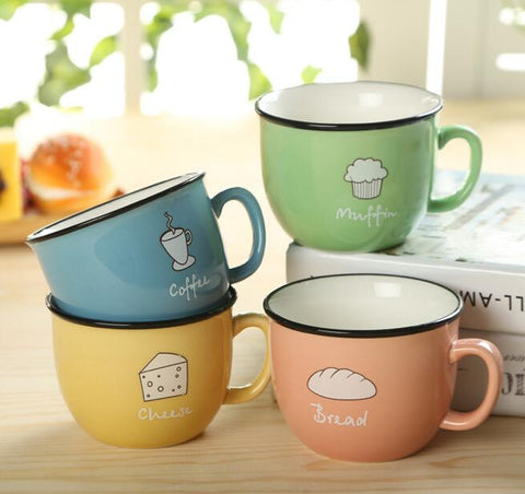 Mug porcelaine 250ml pour Petit Déjeuner (4 couleurs) - Idée cadeau