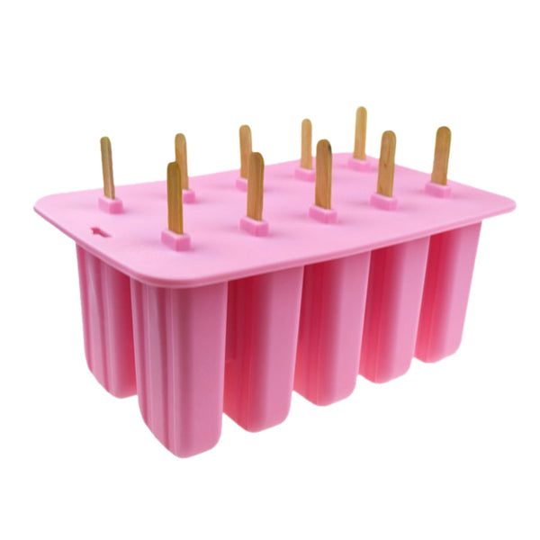 Moule à glace silicone 10 glaces bâtonnets couleur rose