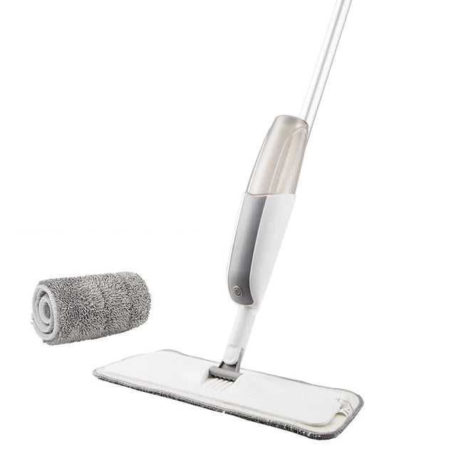 Balai pulvérisateur Spray Mop gris et blanc avec chiffon microfibre