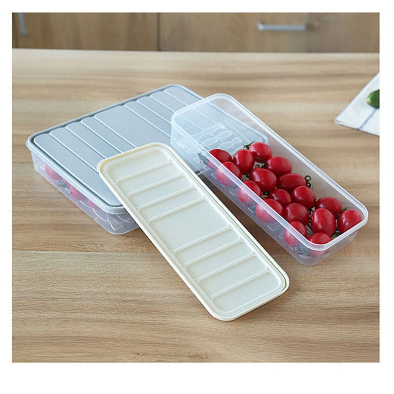 Bac de rangement frigo, lot de 3, stockage aliments, avec poignées,  plastique, boîte de frigo, 9x31x20 cm, transparent