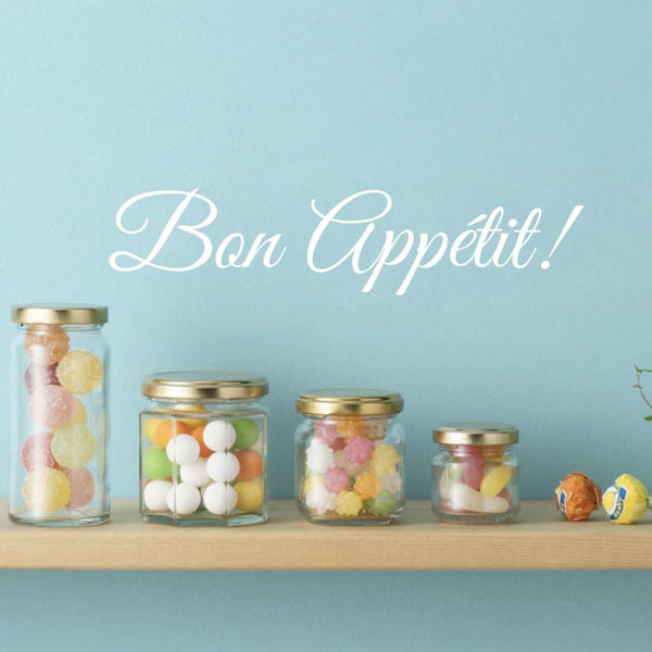 Vinyle Adhésif Mural Blanc "Bon appétit" - Déco Cuisine