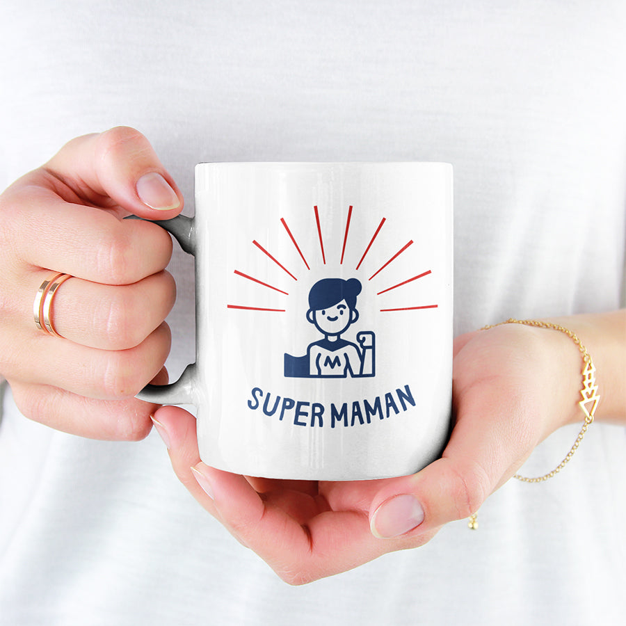Mug SUPER MAMAN, Cadeau de Fête des Mères ou Anniversaire