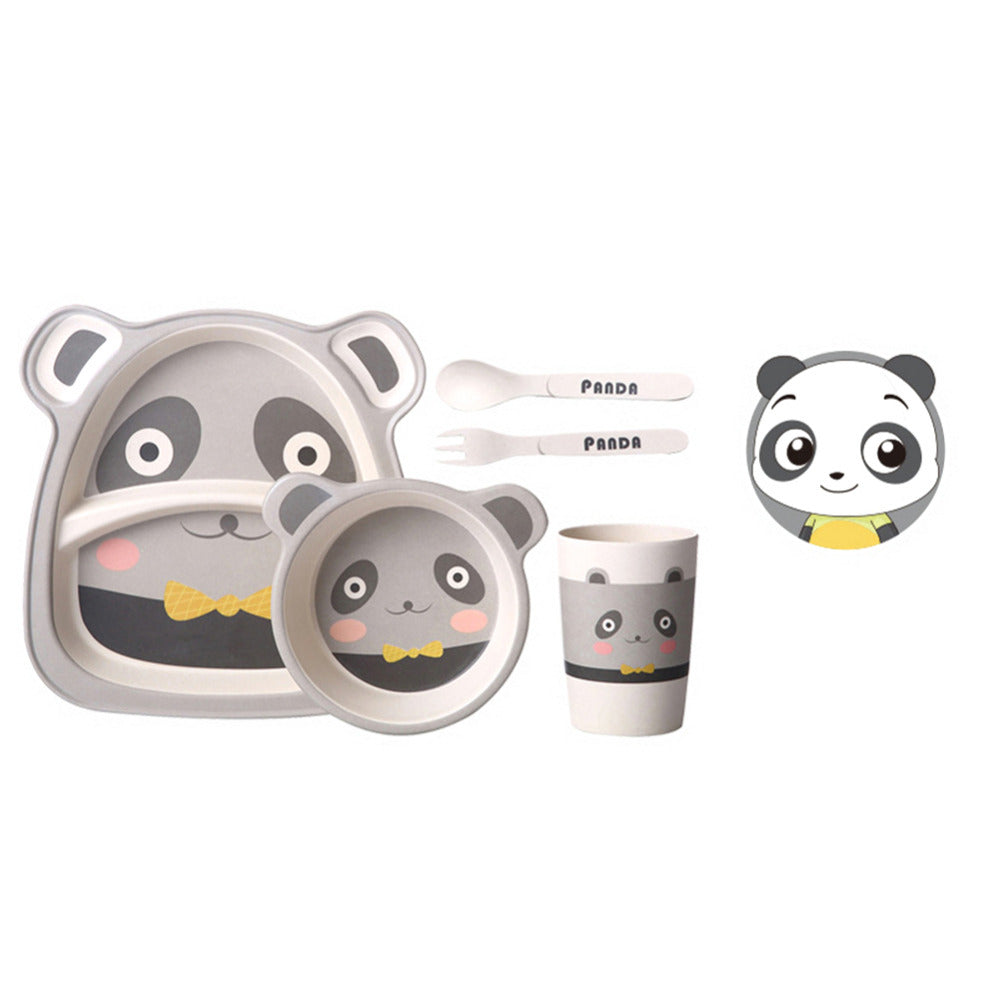 jeu de vaisselle enfant bébé fibre de bambou illustration panda